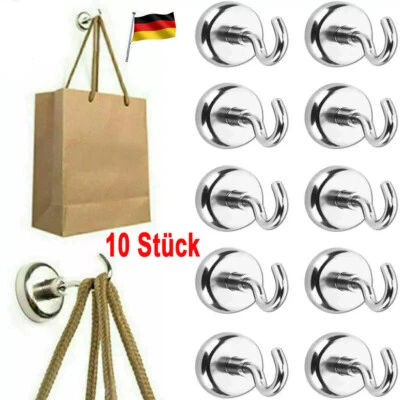 5AGOODS 10 Stück Magnethaken Topfmagnet mit Haken D 20 mm 12 Kg Neodym Magnet M4 Gewinde