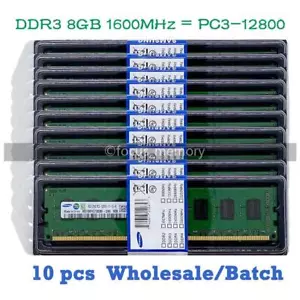 Samsung 10pcs 8 GB DDR3-1600MHz PC3-12800 2Rx8 DIMM Desktop Memory 240-PIN Batch - Picture 1 of 5