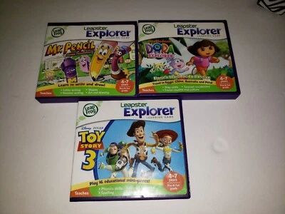 Leapfrog Leapster Explorer Learning Game TOY STORY 3 Dora The Explorer Mr Pencil - Image 1 of 3