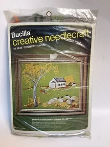 Kit de punta de aguja creativa Bucilla 1949 “Country Haven” 20” x 24” nuevo raro difícil de encontrar - Imagen 1 de 2