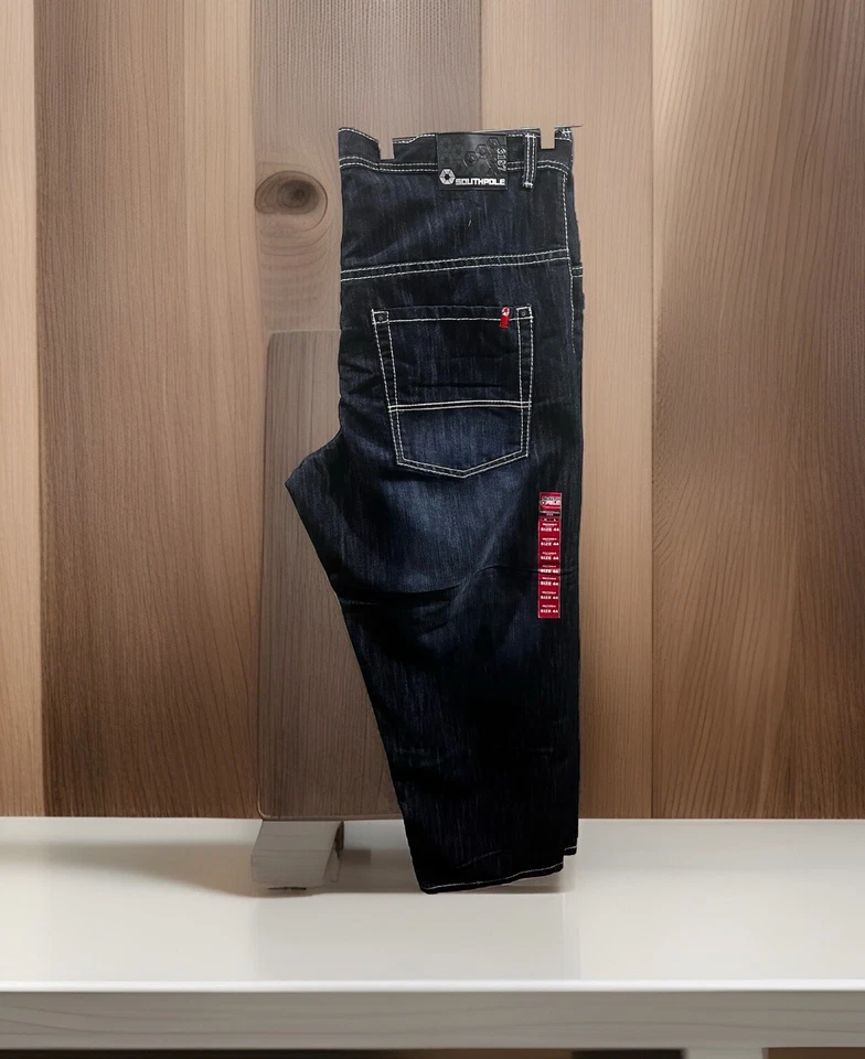Southpole Y2K Super Baggy Black Red Tab Jeans 3187 Men Size 44X33 (Measures 46) - Image 1 of 4