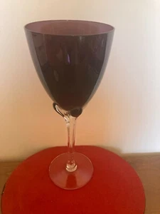 DARK PURPLISH COLOR CHAMPAGNE/FLUTE GLASS WITH CLEAR STEM 9''TALL-Pre-owned - Picture 1 of 5