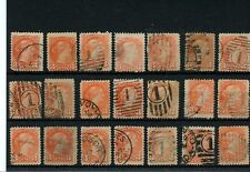 21 x 3 cent Small Queens, Various cancels, corks, flags, orbsetc used lot CAnada
