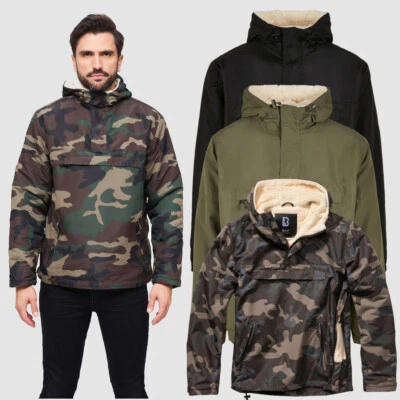 Brandit Windbreaker Sherpa Jacket half Zip Breast Pocket Felleinsatz IN Hood - Image 1 of 2