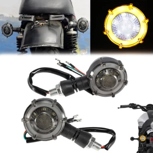 Motorcycle LED Turn Signals Amber Flowing Indicator Light White DRL For Harley - Foto 1 di 12