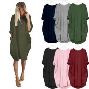 Fashionable Womens Loose Baggy Jumper Tops With Crew Ne And Long Sleeves - Picture 1 of 20