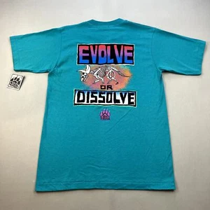 Vintage Dinosaur T-Shirt Youth XL Turquoise Blue Evolve Dissolve Wild Beasts 90s - Picture 1 of 13