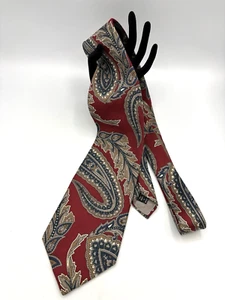 Christian Dior Monsieur Silk Tie Red W/ Paisley Pattern 57” Long 4” Wide - Picture 1 of 4