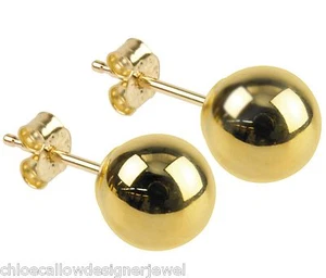 1x Pair of 9ct Yellow Gold 6mm Ball Ear Studs Earrings + gift bag - Picture 1 of 1
