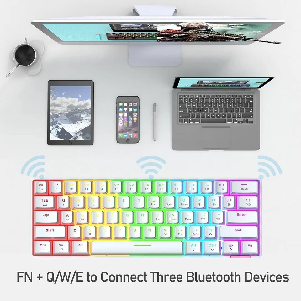 AJAZZ STK61 60% BT 5.0/USB Wired Dual Mode Mechanical Keyboard - Image 1 of 4