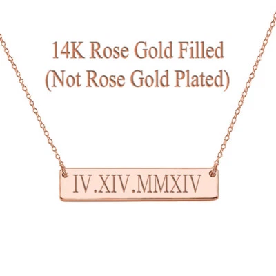 Personalized Monogram Initial Name Bar Necklace 14K Rose Gold Filled Custom - Image 1 of 4