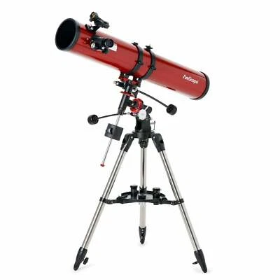 AmScope Reflector EQ Telescope 114mm Aperture 900mm Focal Length +Red Dot Finder - Image 1 of 4