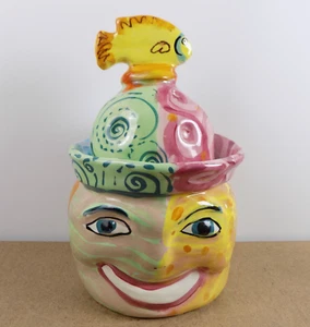 Vintage Laurel Izard & Edwin Shelton Art Pottery Smiley Face Cookie Jar - Picture 1 of 11