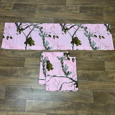 Realtree Pink Camo Hunting Cabin Valance Curtains Set of 3 Rustic Lodge Decor - Image 1 of 4
