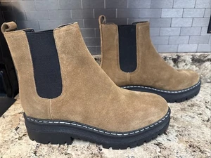 Marc Fisher, Padmia Chelsea Boot Lug Sole Suede Light Natural Size 9.5 M - Picture 1 of 13