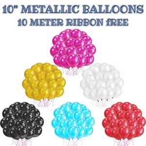 10" Wholesale Metallic Pearl Shiny Balloons Helium Wedding Birthday Party Decor - Picture 1 of 17
