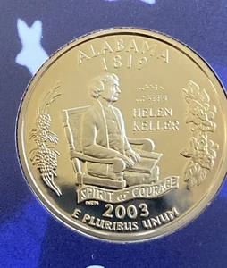 2003-S PROOF 25 C ALABAMA STATE QUARTER UNCIRCULATED CRIMSON TIDE FREE SHIPPING - Picture 1 of 2