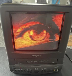 Broksonic 9” Portable TV VCR Combo Retro CRT Gaming CTSGT-2799T WORKS! No Remote - Picture 1 of 9