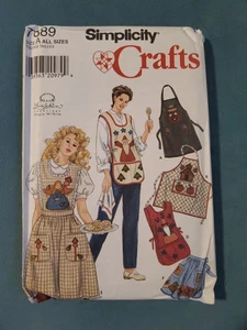 Vintage Simplicity 7889 Misses Apron With Appliques Sewing Pattern All Sizes FF - Picture 1 of 3