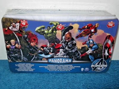 LENTICULAR PANORAMA JIGSAWS - AVENGERS - 48, 63 & 100 PIECE PUZZLES - NEW SEALED - Image 1 of 4