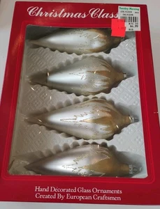 Vtg Commodore Christmas Ornament Glass Hand Decorated European Vintage With Box - Picture 1 of 6