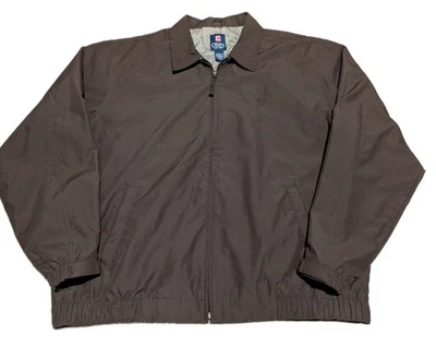 Chaqueta cortavientos Chaps XL negra cremallera completa marrón oscuro para hombre Foto 1 de 4