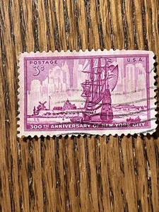 3-cent 300th Anniversary Of New York City United States Stamp used - Picture 1 of 4