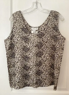 Jane Yeahna Vintage 100% Silk Women’s Large Slvless Tank/Shell Cream/Taupe  NWT - Image 1 of 4