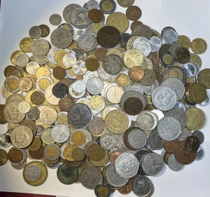 Vintage Bulk Four 4 Pounds Lbs Foreign World Coin Lot From 31 Countries - Picture 1 of 14