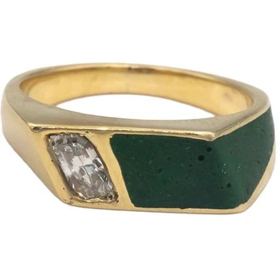 Anillo de oro amarillo de 14k VS diamante y piedra verde 0,32 quilates tamaño 5,5 Foto 1 de 4