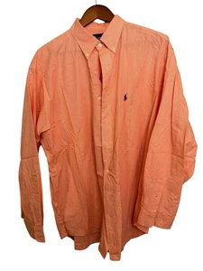 Ralph Lauren Custom Orange Gingham Pony L/S Button Up Shirt Mens 17.5 34/35 - Picture 1 of 5