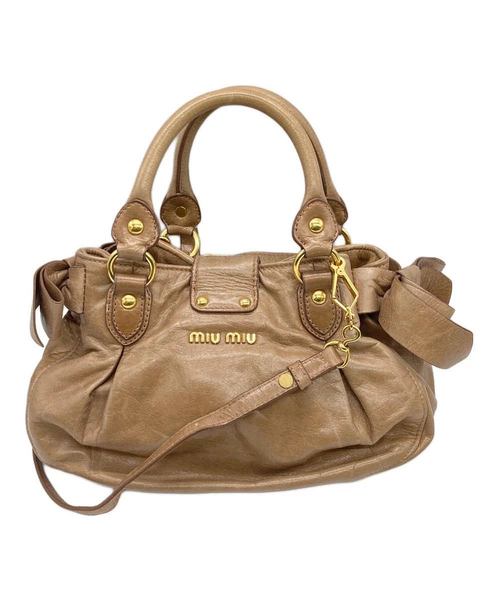 バッグ miumiu vitello lux 2way bag ribbon brown バッグ miumiu vitello lux 2way bag ribbon brown Miu Miu VITELLO