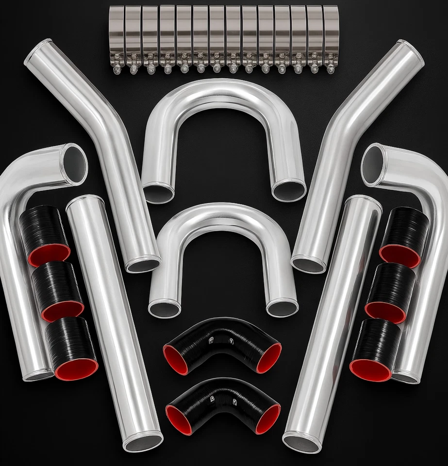 Kit de tubo de codo intercooler turbo de aluminio de 2,5" + manguera de silicona + abrazadera universal Foto 1 de 4