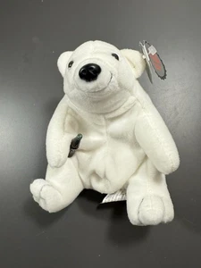 6 Zoll Coca Cola weißer Plüsch Teddy Eisbär mit Flasche Cola silbernes Etikett - Bild 1 von 7