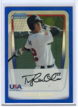 2011 BOWMAN CHROME #BDPP92 TYLER ALAMO "BLUE REFRACTOR" ROOKIE RC #190/199, USA - Image 1 of 1