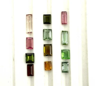 Piedras preciosas sueltas corte baguette de turmalina múltiple natural 24 piezas 2*3,50-3*6 mm 5 quilates Foto 1 de 4