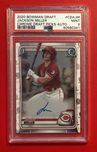 2020 BOWMAN DRAFT JACKSON MILLER CHROME PROSPECT AUTO PSA 9 Graded Rookie REDS - Picture 1 of 4