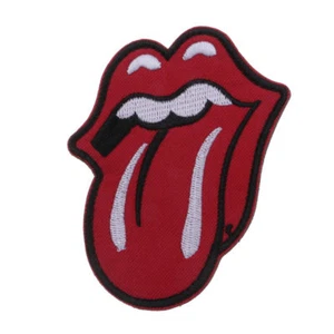 ROLLING STONES ROCK BAND TONGUE LOGO TACTICAL HOOK&LOOP PATCH EMBROIDERED RED - Picture 1 of 5