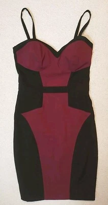 XOXO Dress Women's Size 0 Black Burgundy Sweetheart Neckline Pencil Sleeveless  - Image 1 of 4