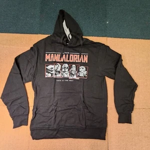 Mandalorian Star Wars Grogu Adult Hoodie Sweatshirt Small Black Graphic M6b - Picture 1 of 10