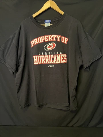 NHL Carolina Hurricanes Hockey Team Vintage Black T-Shirt Reebok Size 2XL Cover