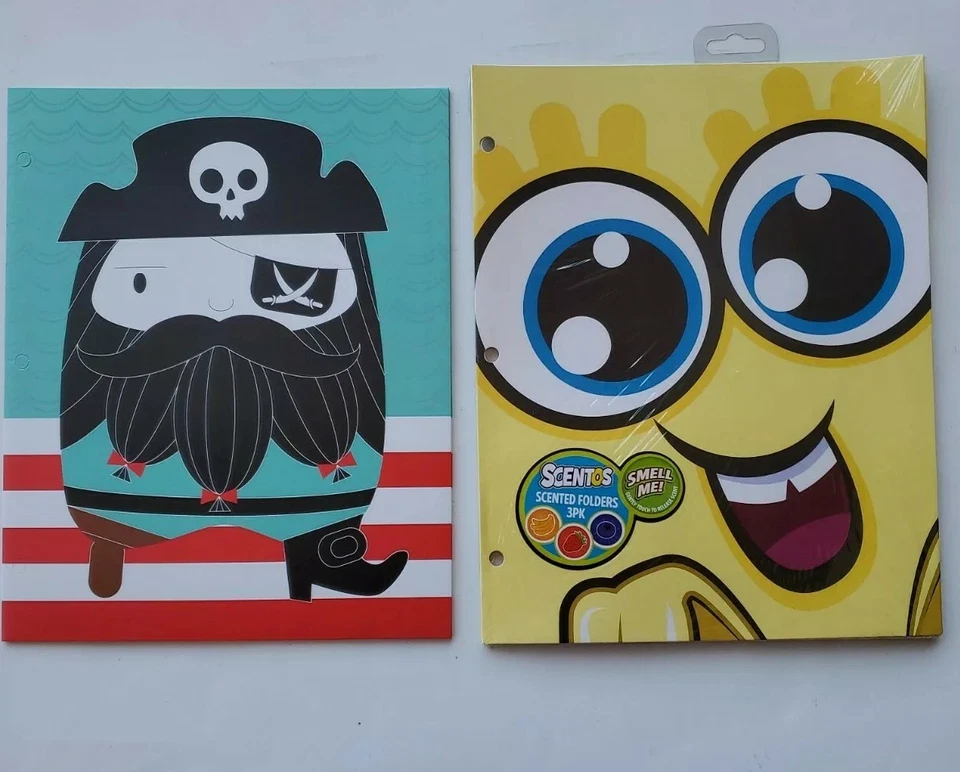 Back to School 2 Pocket Folder Fruity Scented 3 Pack Blueberry Orange 2 Pirate - Image 1 of 4