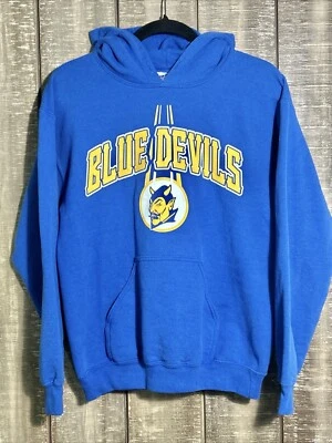Sudadera con Capucha Vintage Blue Devils Para Hombre Pequeña Gildan Mezcla Pesada Amarilla Foto 1 de 4