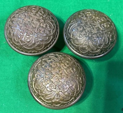 Original Victorian Eastlake 3 Matching Solid Brass / Bronze Door Pull Knob - Image 1 of 4