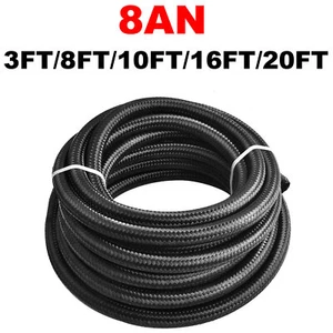 8AN 1/2" Fuel line Hose Braided Stainless Steel Oil Gas CPE Black 10FT/20FT - Picture 1 of 7