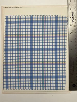 Muestra de tela de algodón vintage, cuadros multicolor, tejido liso, remanente textil Foto 1 de 2