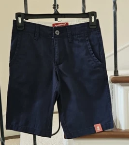 NWT Arizona Boys Chino Bermuda Shorts Adjustable Waist SZ 10 Navy Blue Uniform - Picture 1 of 4
