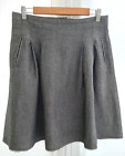 Topshop Women's Grey Flared Above Knee Chiffon Trim Pintuck Pocket Skirt Size 10