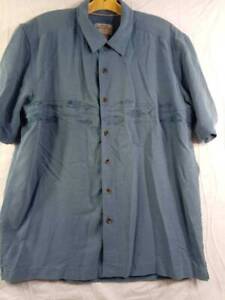 Vintage Quiksilver Waterman Mens Button Down Shirt Blue Gray 100% Silk S