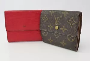 Auténtica billetera triple Louis Vuitton Elise roja Epi monograma (juego de 2 piezas) #59421B - Imagen 1 de 16